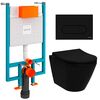 унитаз с инсталляцией 5в1 vitra integra 7041b083-0075 безободковый черный, v-fix core 800-1874, черная клавиша root r 740-2211 в Астане фото № 1