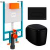 унитаз с инсталляцией 5в1 vitra plural 7830b483-0075 безободковый черный, v-fix core 800-1874, черная клавиша root r 740-2211 в Астане фото № 1