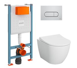 унитаз с инсталляцией vitra mia round smoothflush 9873b003-7201 безободковый в Астане фото № 1