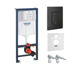 Инсталляция для подвесного унитаза 5в1 grohe rapid sl 1000046 с шумоизоляцией, панель смыва черная в Астане фото № 1