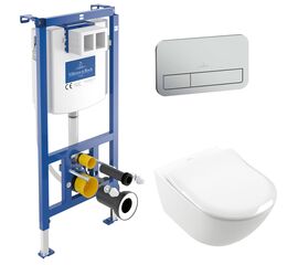 унитаз с инсталляцией 5в1 villeroy&boch subway 3.0 4670t001 viconnect 92242700 viconnect 92249069 9m78s101, хром в Астане фото № 1