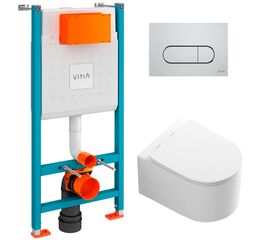 унитаз с инсталляцией 5в1 hans vitra 5504 800-1873 rr 740-2280, клавиша хром в Астане фото № 1