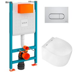 унитаз с инсталляцией 5в1 hans vitra 5510 800-1873 rr 740-2280, клавиша хром в Астане фото № 1