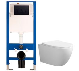 унитаз с инсталляцией 5в1 hans h2281tqhs h5108-0103, черная круглая клавиша в Астане фото № 1