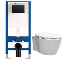 унитаз с инсталляцией 5в1 hans 5510 h5108-0103, круглая черная клавиша в Астане фото № 1
