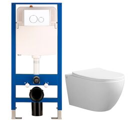 унитаз с инсталляцией 5в1 hans h2281tqhs h5108-0107, белая круглая клавиша в Астане фото № 1