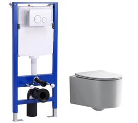 унитаз с инсталляцией 5в1 hans m5504d h5108-0107, белая круглая клавиша в Астане фото № 1