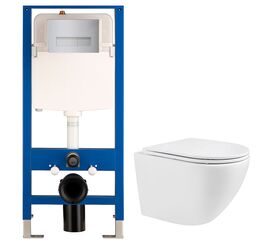 унитаз с инсталляцией 5в1 hans hs-046tq2 h5108-0201, прямоугольная хром клавиша в Астане фото № 1
