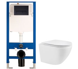 унитаз с инсталляцией 4в1 hans hs-046tq2 h5108-0203, прямоугольная черная клавиша в Астане фото № 1
