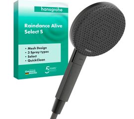 ручной лейка для душа hansgrohe raindance alive select s, 24500340, черный матовый хром в Астане фото № 1