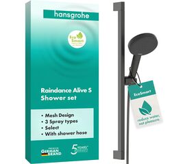 Душевой гарнитур hansgrohe raindance alive select s 24600340 ecosmart, шлифованный черный хром в Астане фото № 1