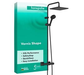 Душевая система hansgrohe vernis shape 26427670 240 черная матовая с термостатом в Астане фото № 1