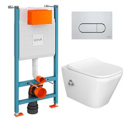 унитаз-биде с инсталляцией 5в1 vitra integra 7082b003-7209 безободковый, v-fix core 800-1873, root round 740-2280 в Астане фото № 1