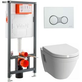 Комплект vitra s50: унитаз безободковый 7740b003-0075 с инсталляцией и кнопкой в Астане фото № 1