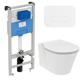 Комплект ideal standard connect air: унитаз безободковый e005401 c инсталляцией и кнопкой m3 r0123ac в Астане фото № 1