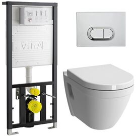 Комплект vitra s50 9003b003-7201 подвесной унитаз с инсталляцией и кнопкой в Астане фото № 1