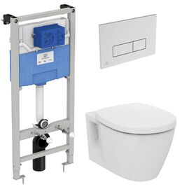 Комплект ideal standard connect: унитаз e814901 c инсталляцией r020467 и кнопкой m2 r0121ac в Астане фото № 1
