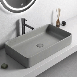 раковина накладная hans m9040d 60x35 см, серая матовая в Астане фото № 1