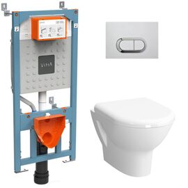 унитаз с инсталляцией 4в1 vitra v-fix core 700-1873, zentrum 5795b003-0850 функция биде, клавиша хром в Астане фото № 1