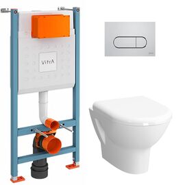 унитаз с инсталляцией 4в1 vitra v-fix core 800-1873, zentrum 5795b003-0850 функция биде, клавиша root r хром в Астане фото № 1