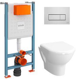 унитаз с инсталляцией 4в1 vitra v-fix core 800-1875, vitra zentrum 5795b003-0850 функция биде, клавиша root r хром в Астане фото № 1