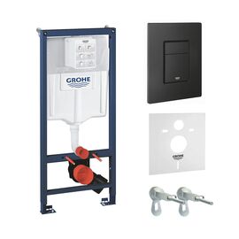 Инсталляция для подвесного унитаза 5в1 grohe rapid sl 1000046 с шумоизоляцией, панель смыва черная в Астане фото № 1