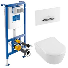 унитаз с инсталляцией 5в1 villeroy&boch avento 5656rs01 viconnect 92242700 92216168, белая-хром в Астане фото № 1
