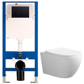 унитаз с инсталляцией 5в1 hans h2281tqhs h5108-0103, черная круглая клавиша в Астане фото № 1