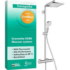 Душевая система hansgrohe crometta е 240 1jet showerpipe 27271000 с термостатом в Астане фото № 1