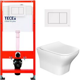 унитаз с инсталляцией 5в1 tece 9400407 vitra zentrum s 7484b003-0075 безободковый, белая клавиша now 9240400 в Астане фото № 1