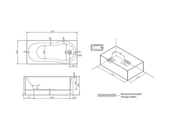 Ванна акриловая am.pm 170x70 x-joy w88a-170-070w-a в Астане фото № 3