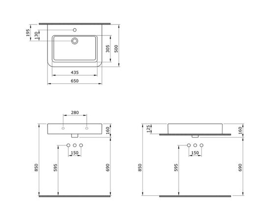 раковина подвесная bocchi scala pro 1123-001-0126 квадратная 65x50 см в Астане фото № 4
