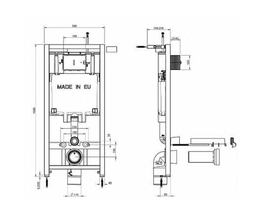 унитаз c инсталляцией jacob delafon elite e21742ru-00 сиденье тонкое микролифт, клавиша хром в Астане фото № 3