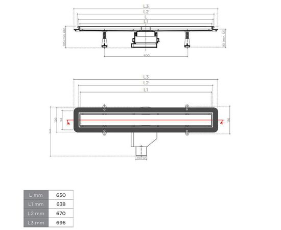 Душевой лоток pestan confluo compact line 13702510 650 мм, хром в Астане фото № 2