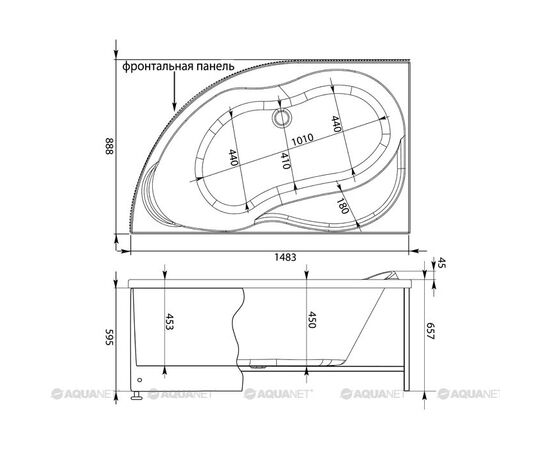 Ванна акриловая aquanet 150x90 graciosa 203940 l с каркасом в Астане фото № 4