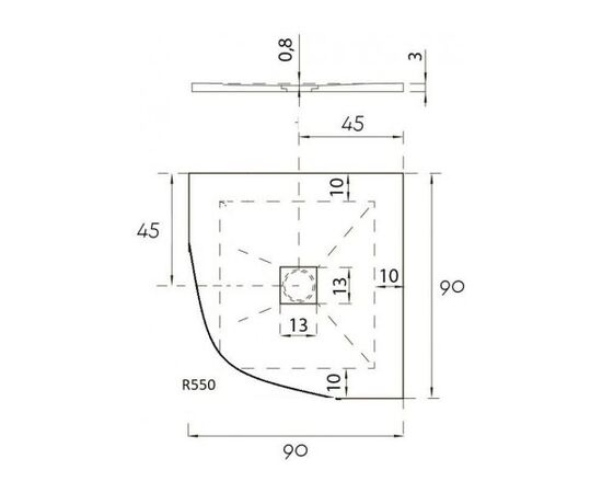 Atq-90x90u-w hidronatur pleasure поддон литьевой r550 900х900х30мм слив крышка белый камень (242255) в Астане фото № 3