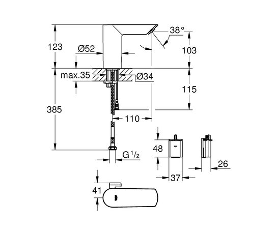 смеситель для раковины grohe bau cosmopolitan e 36451000 в Астане фото № 3