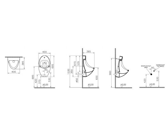 Писсуар vitra arkitekt 4106b003-5291 с электронным сенсором в Астане фото № 2