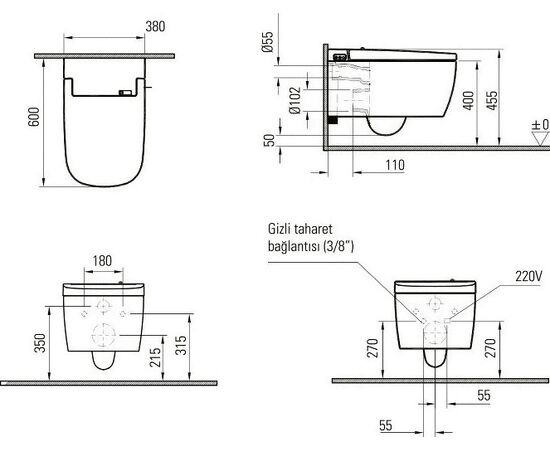 унитаз подвесной vitra v-care 5674b003-6103 basic в Астане фото № 4