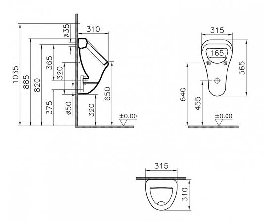 Писсуар vitra arkitekt 6201b003-0199 цвет белый в Астане фото № 2