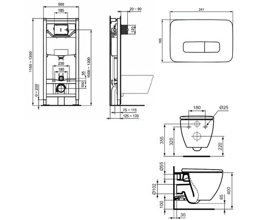 Комплект ideal standard tesi: унитаз t007901 aquablade  с инсталляцией и кнопкой oleas m3 r0123aa в Астане фото № 2
