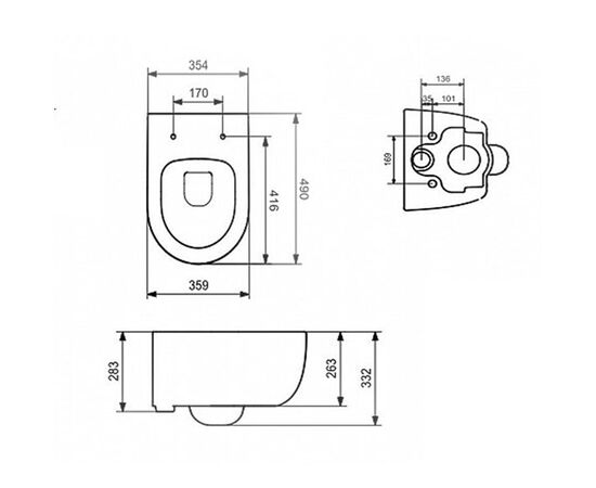 Подвесной унитаз bocchi v-tondo 1417-001-0129 rimless белый глянец в Астане фото № 4