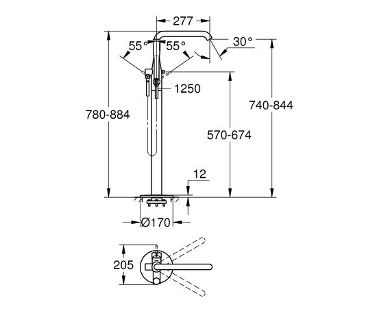 Напольный смеситель grohe essence 23491001 с монтажной частью 45984001 в Астане фото № 4