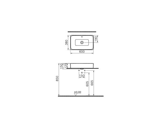раковина накладная vitra nuo 4434b003-0012 прямоугольная в Астане фото № 2