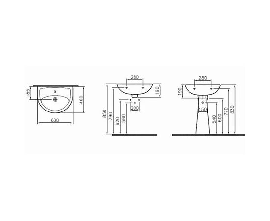 раковина на ножке vitra norm fit 6895b099-1778 60 см в Астане фото № 2