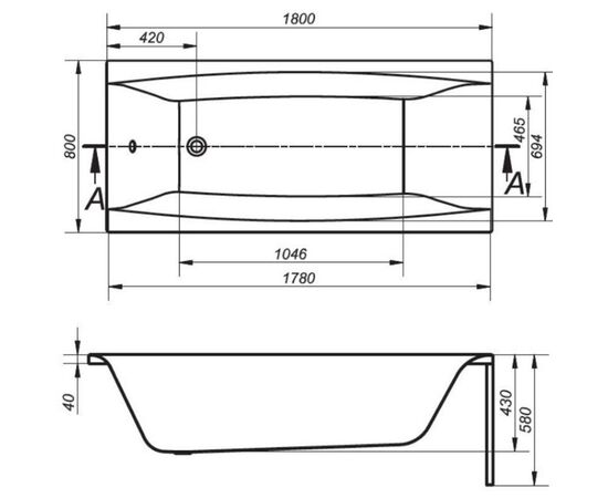 Ванна акриловая cersanit 180x80 virgo с ножками в Астане фото № 3