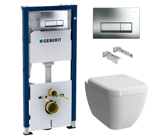 унитаз с инсталляцией 6в1 geberit duofix 458.128.21.1 и кнопкой delta 51 в Астане фото № 1