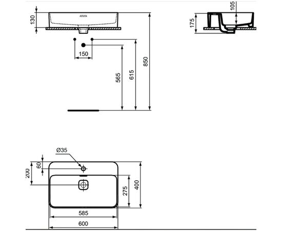 раковина накладная ideal standard strada ii 60 t299801 в Астане фото № 3