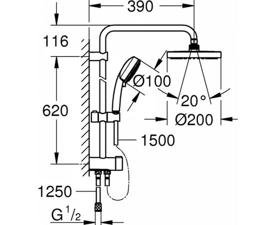 Душевая стойка grohe tempesta new cosmopolitan 200 27389002 без смесителя в Астане фото № 2