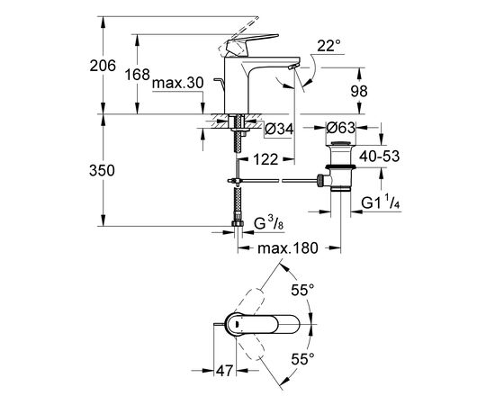 смеситель для раковины grohe eurosmart cosmopolitan 23325000 в Астане фото № 3